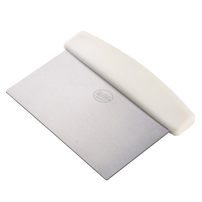 6" Stainless Steel Dough Scraper with White Plastic Handle