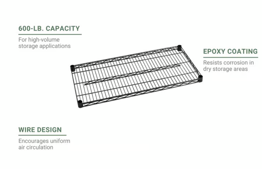 FF2460BK- Shelf, Wire, 24" x 60", Epoxy, Black