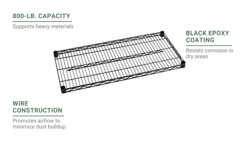 FF2442BK- Shelf, Wire, 24" x 42", Epoxy, Black