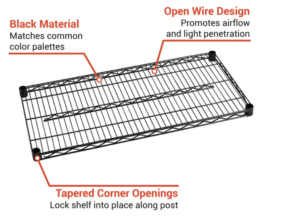 FF1848BK- Shelf, Wire, 18" x 48", Epoxy, Black