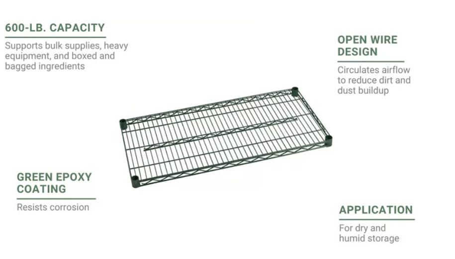 FF2472G- Shelf, Wire, 24" x 72", Epoxy, Green