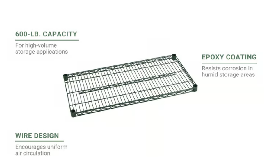 FF3060GN- Shelf, Wire, 30" x 60", Epoxy, Green