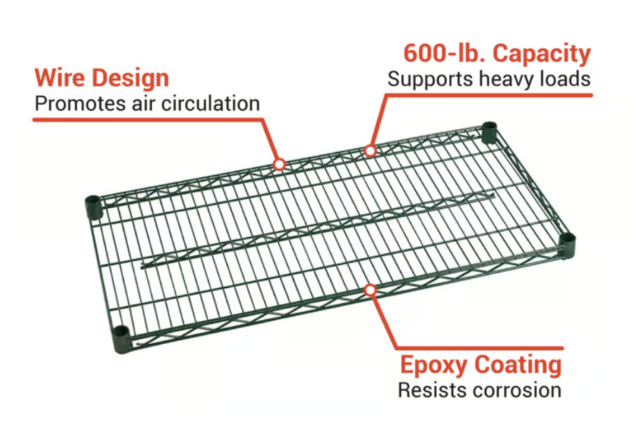 FF2172G- Shelf, Wire, 21" x 72", Epoxy, Green