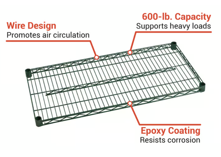 FF1872G- Shelf, Wire, 18" x 72", Epoxy, Green