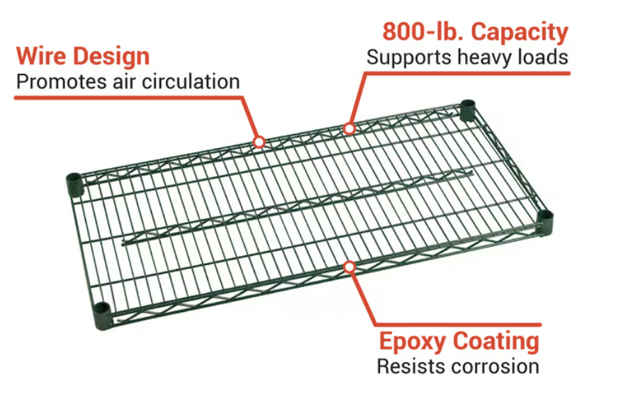 FF2148G-Shelf, Wire, 21" x 48", Epoxy, Green