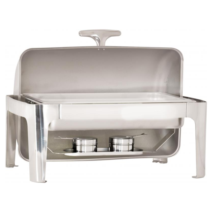 9 L / 9.5 qt Stainless Steel Round Chafing Dish with Roll Top Cover